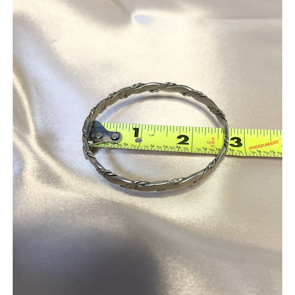 Vintage Taxco Sterling Silver 925 Rope Detail Bangle Bracelet Minimalist Design - Picture 4 of 13